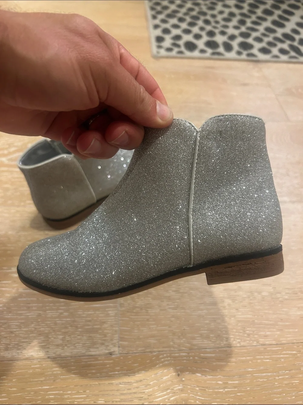 Girls' Glitter Ankle Boots - Silver - size 12